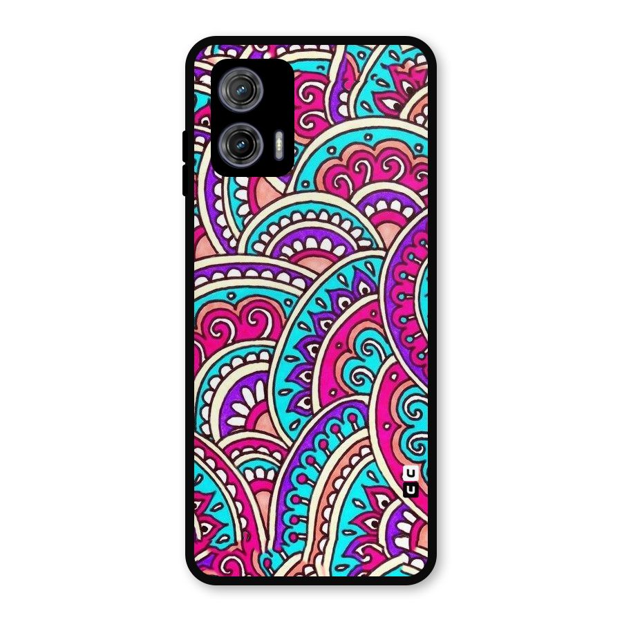 Abstract Rangoli Design Metal Back Case for Moto G73
