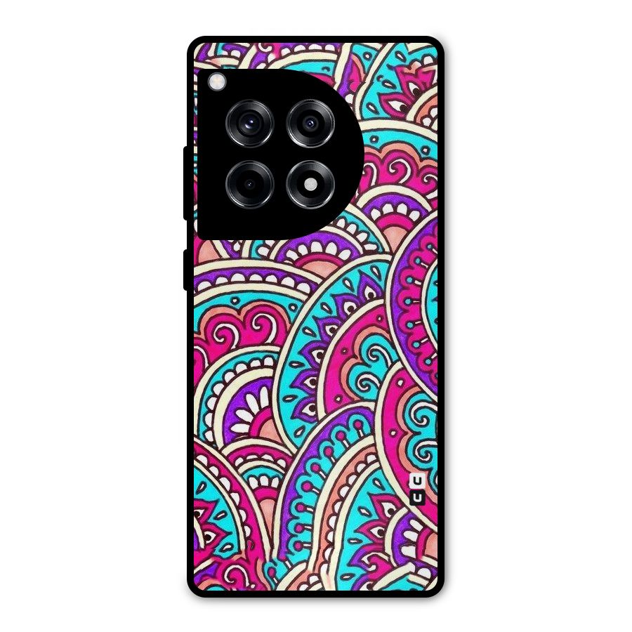 Abstract Rangoli Design Metal Back Case for OnePlus 12R
