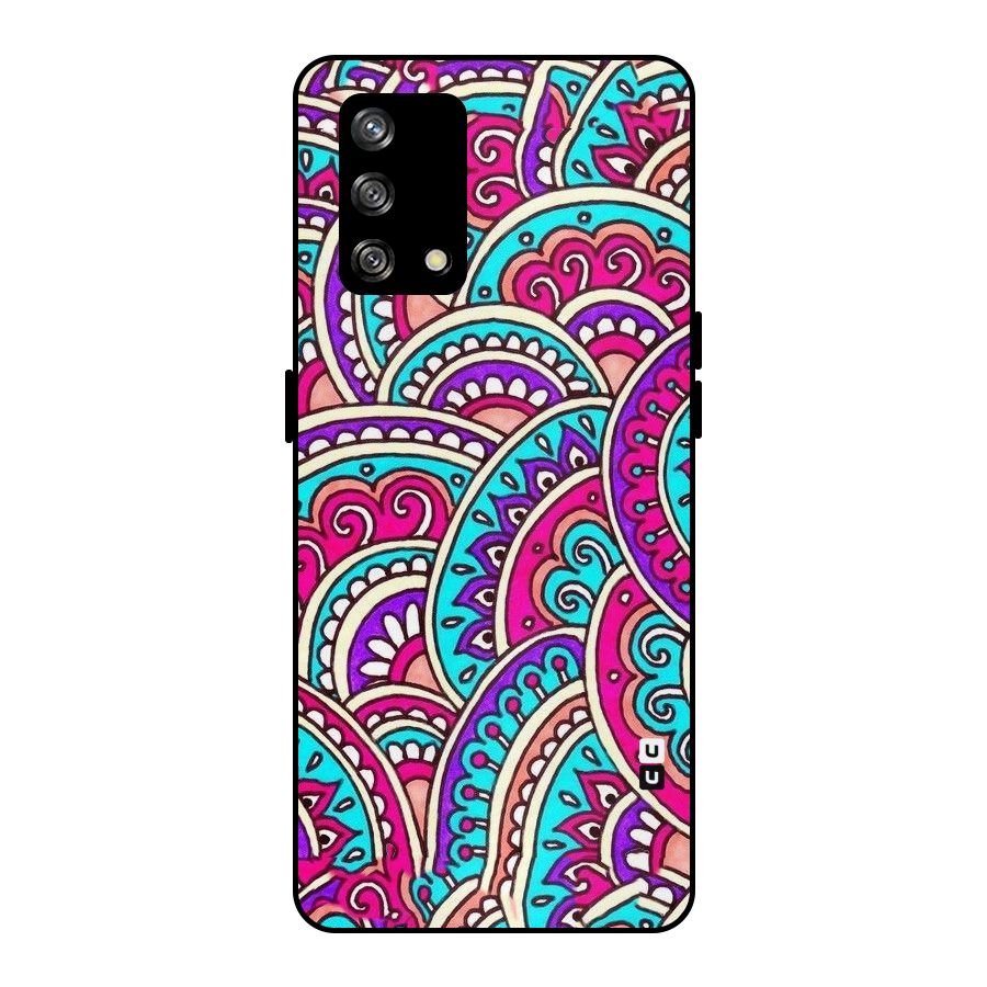 Abstract Rangoli Design Metal Back Case for Oppo F19