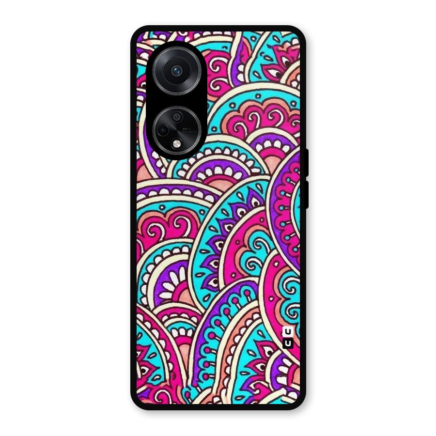 Abstract Rangoli Design Metal Back Case for Oppo F23