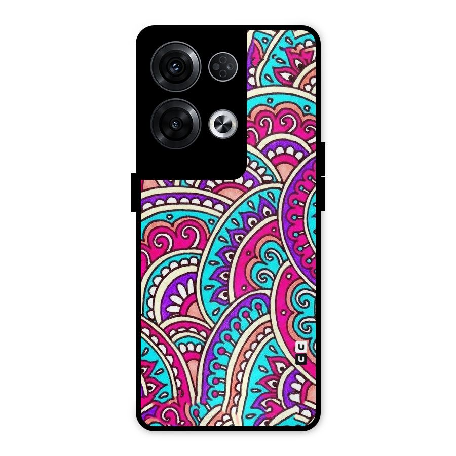 Abstract Rangoli Design Metal Back Case for Oppo Reno8 Pro 5G