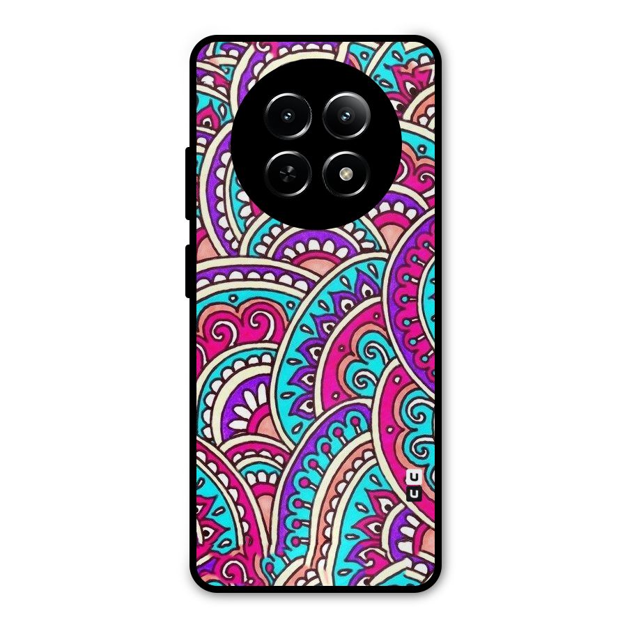 Abstract Rangoli Design Metal Back Case for Realme 13