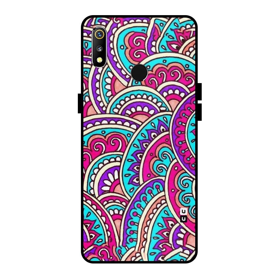 Abstract Rangoli Design Metal Back Case for Realme 3