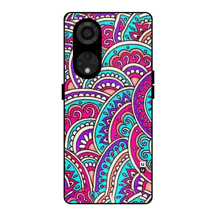 Abstract Rangoli Design Metal Back Case for Reno8 T 5G