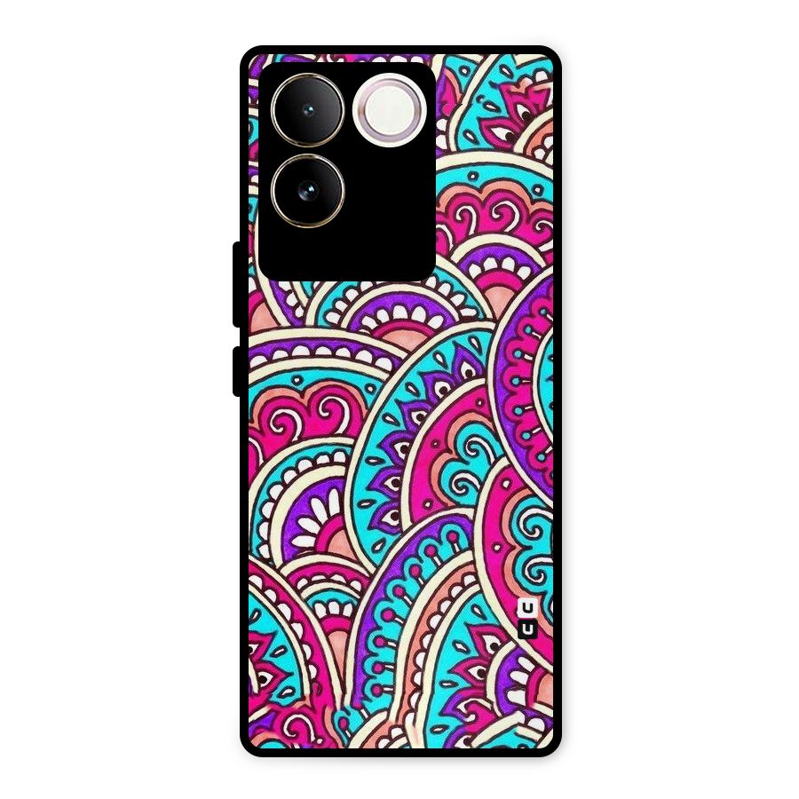 Abstract Rangoli Design Metal Back Case for Vivo T2 Pro