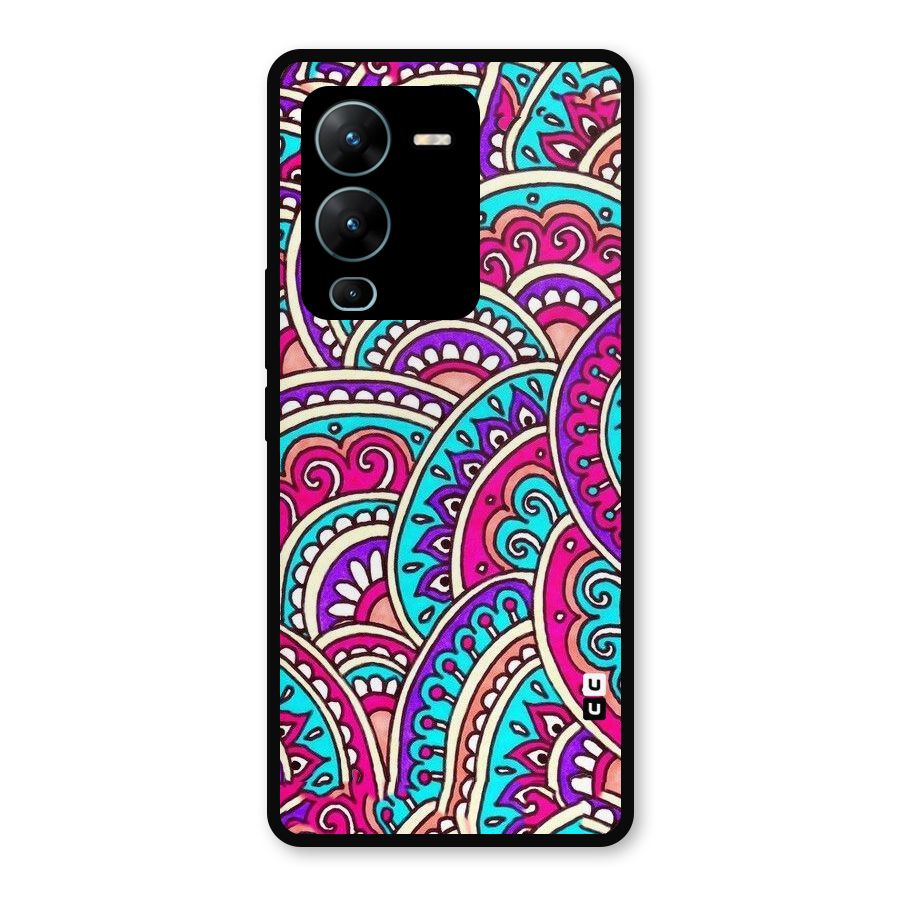 Abstract Rangoli Design Metal Back Case for Vivo V25 Pro
