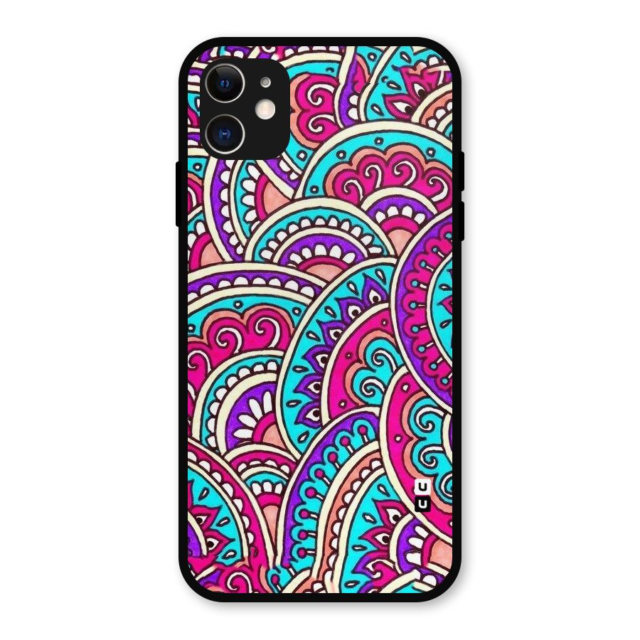 Abstract Rangoli Design Metal Back Case for iPhone 11