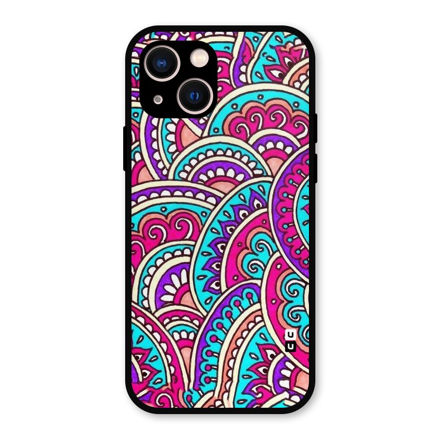 Abstract Rangoli Design Metal Back Case for iPhone 13