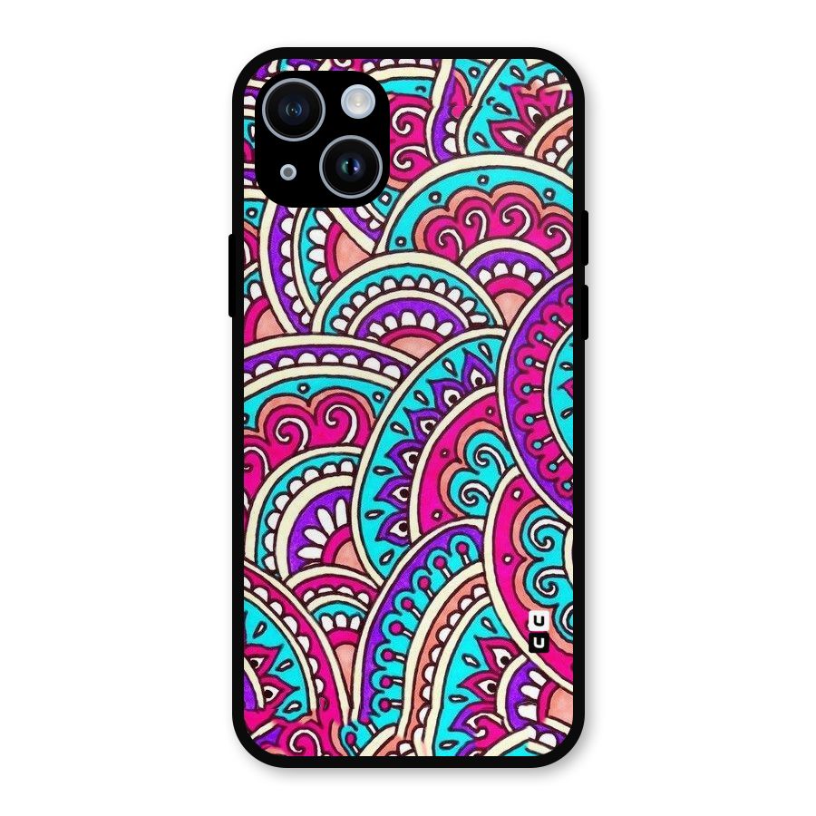 Abstract Rangoli Design Metal Back Case for iPhone 14
