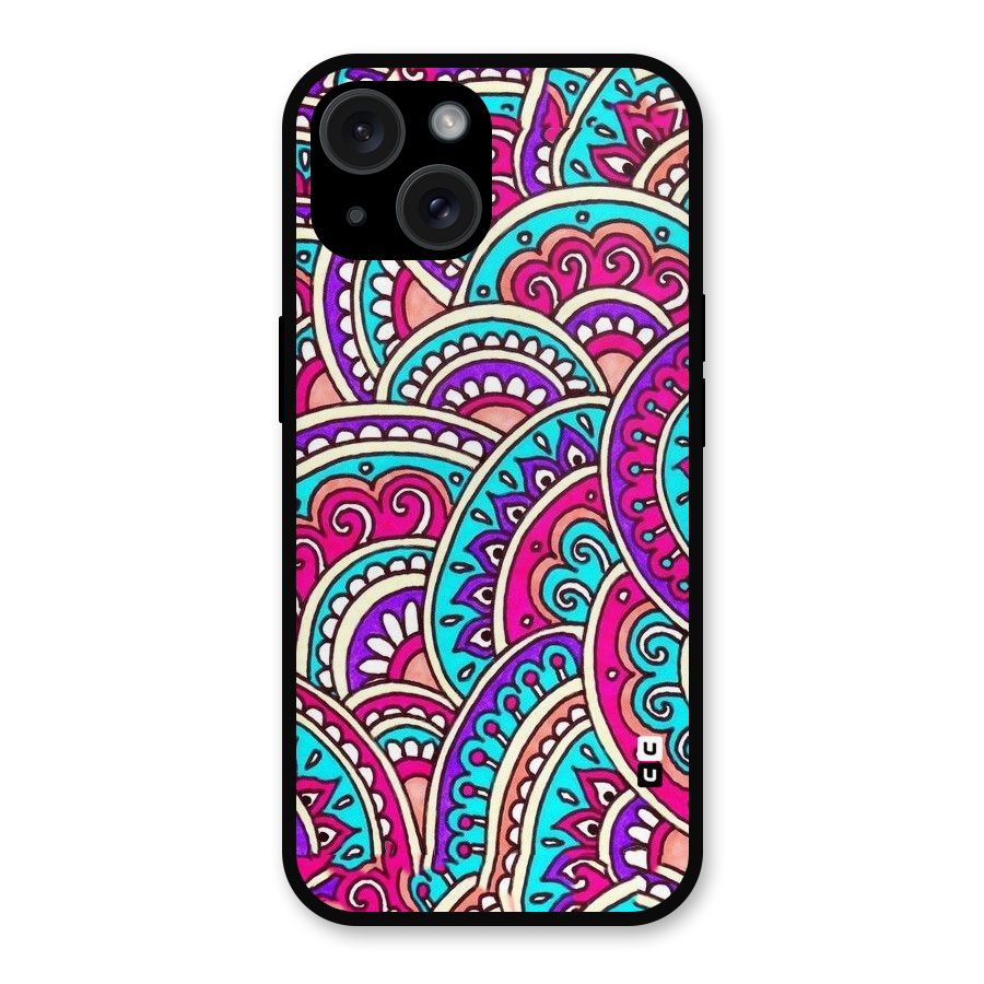Abstract Rangoli Design Metal Back Case for iPhone 15