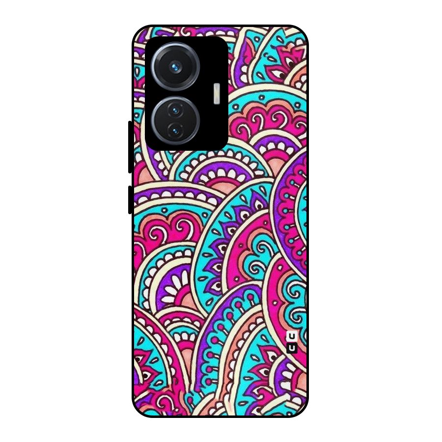 Abstract Rangoli Design Metal Back Case for iQOO Z6 44W