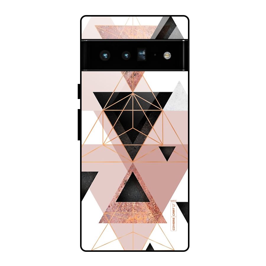 Abstract Rose Gold Triangles Glass Back Case for Google Pixel 6 Pro