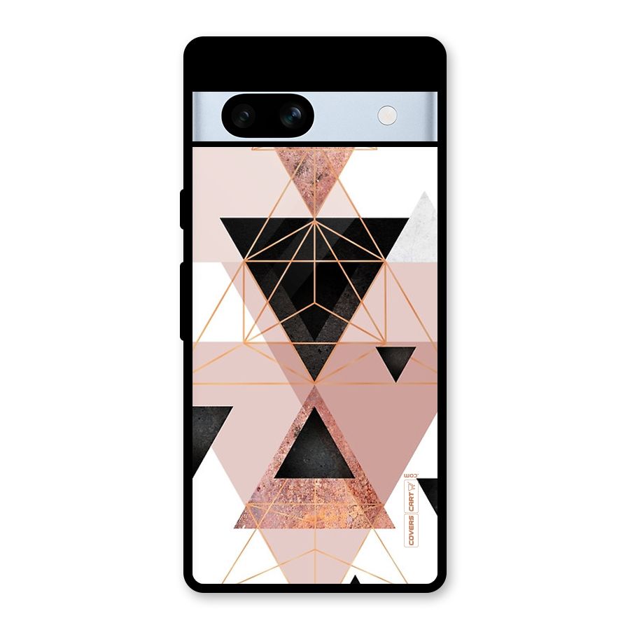 Abstract Rose Gold Triangles Glass Back Case for Google Pixel 7a