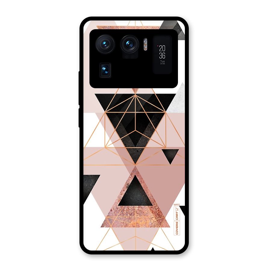Abstract Rose Gold Triangles Glass Back Case for Mi 11 Ultra