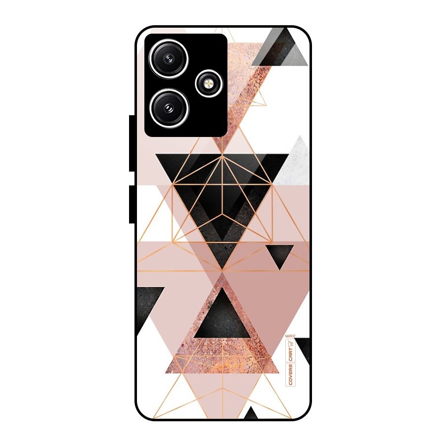 Abstract Rose Gold Triangles Glass Back Case for Poco M6 Pro
