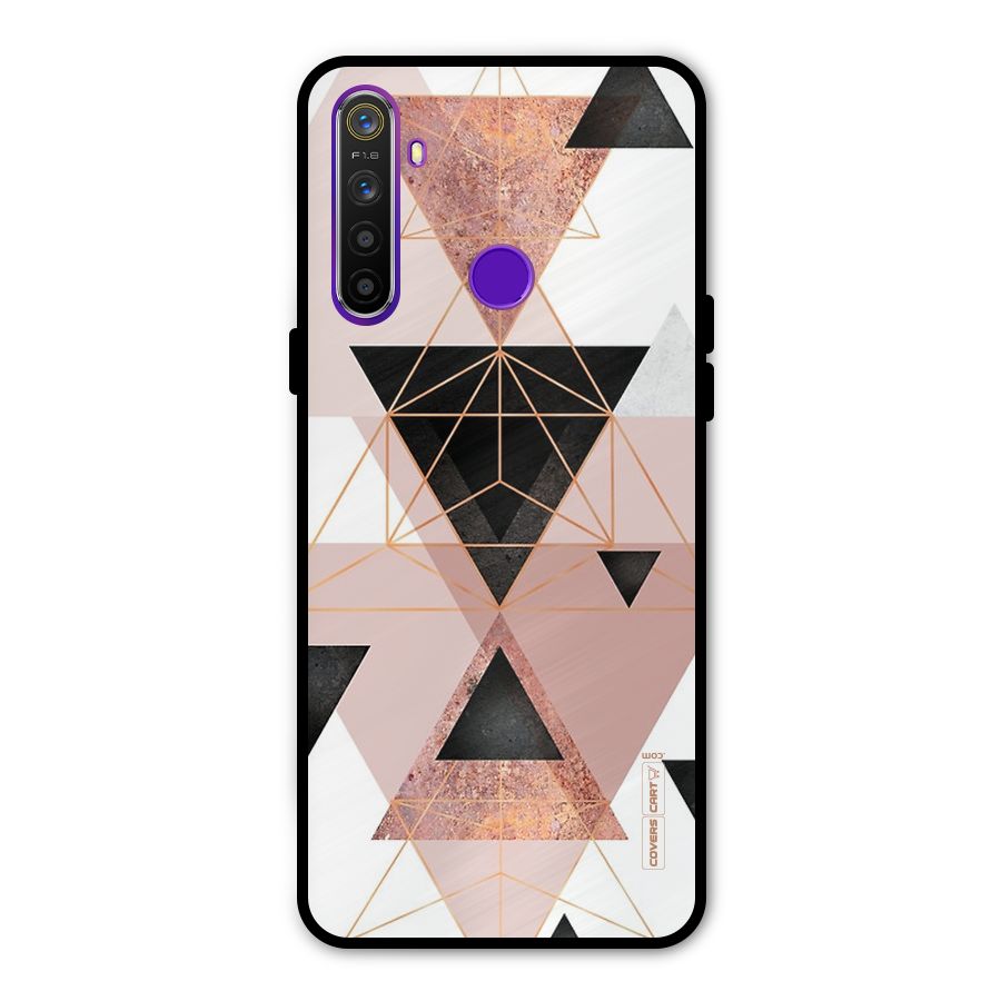 Abstract Rose Gold Triangles Glass Back Case for Realme 5s