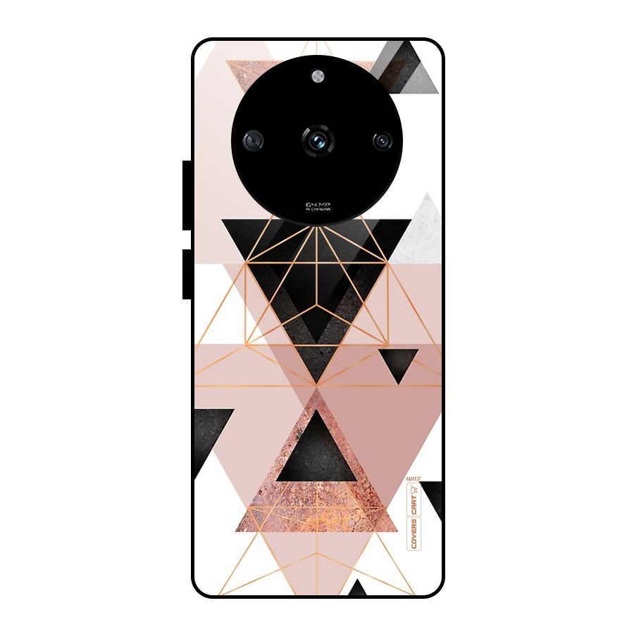Abstract Rose Gold Triangles Glass Back Case for Realme Narzo 60 5G