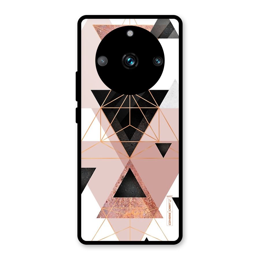 Abstract Rose Gold Triangles Glass Back Case for Realme Narzo 60 Pro