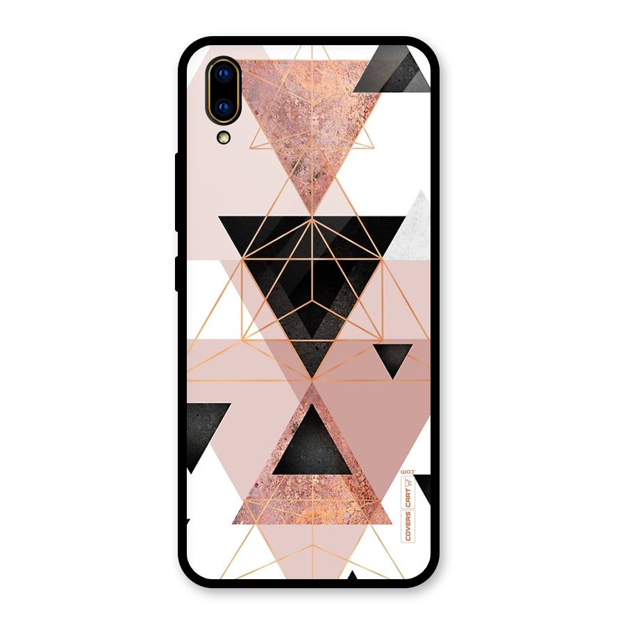 Abstract Rose Gold Triangles Glass Back Case for Vivo V11 Pro