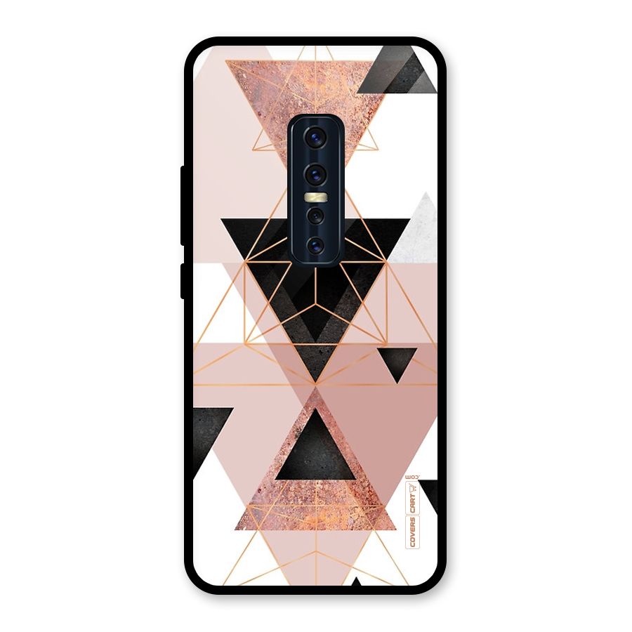 Abstract Rose Gold Triangles Glass Back Case for Vivo V17 Pro