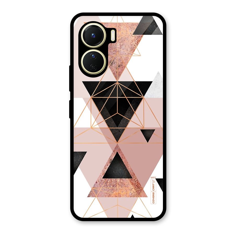 Abstract Rose Gold Triangles Glass Back Case for Vivo Y16