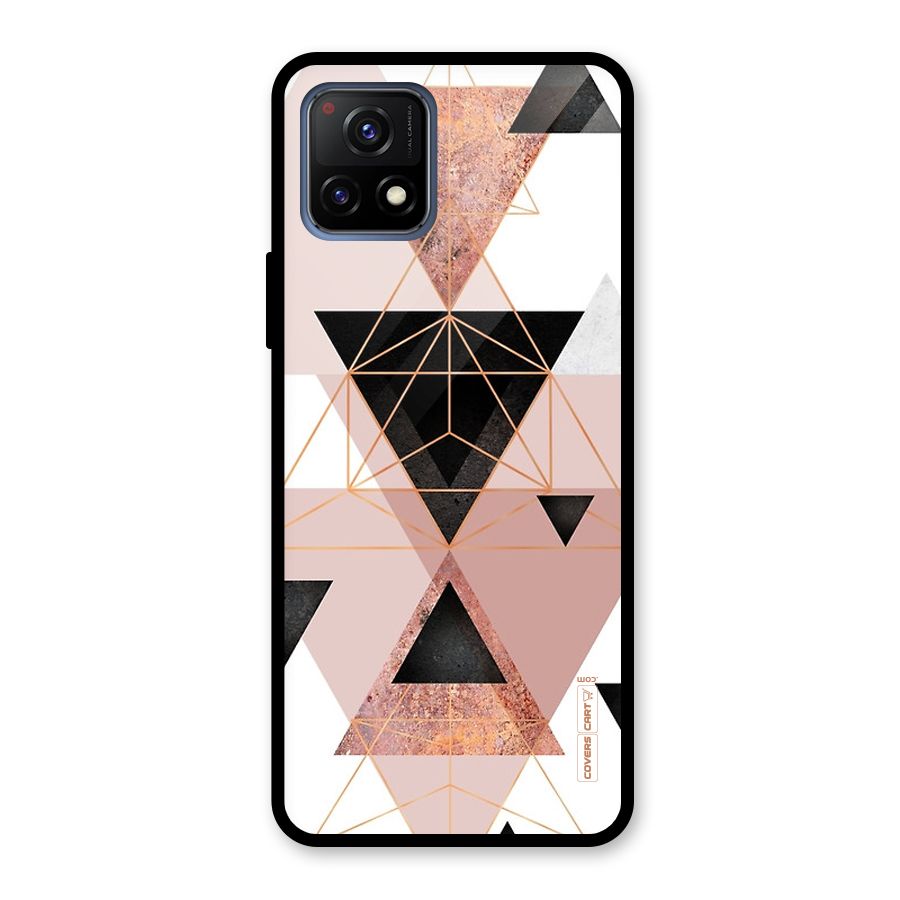 Abstract Rose Gold Triangles Glass Back Case for Vivo Y72 5G