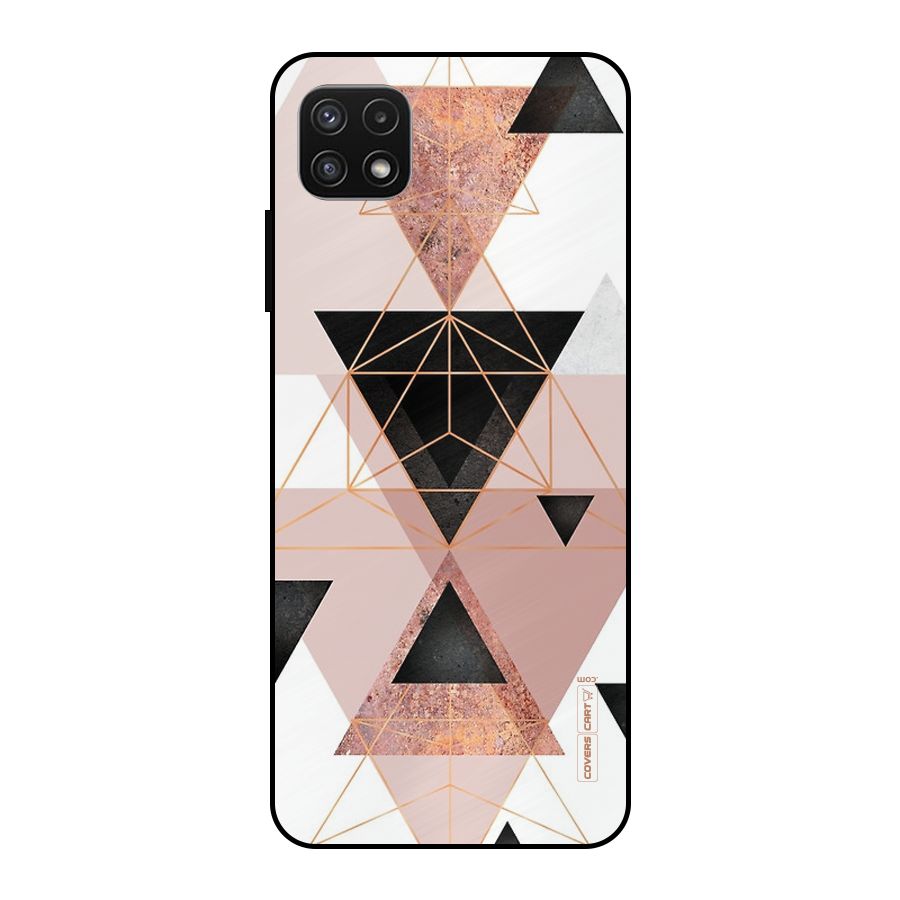 Abstract Rose Gold Triangles Metal Back Case for Galaxy A22 5G