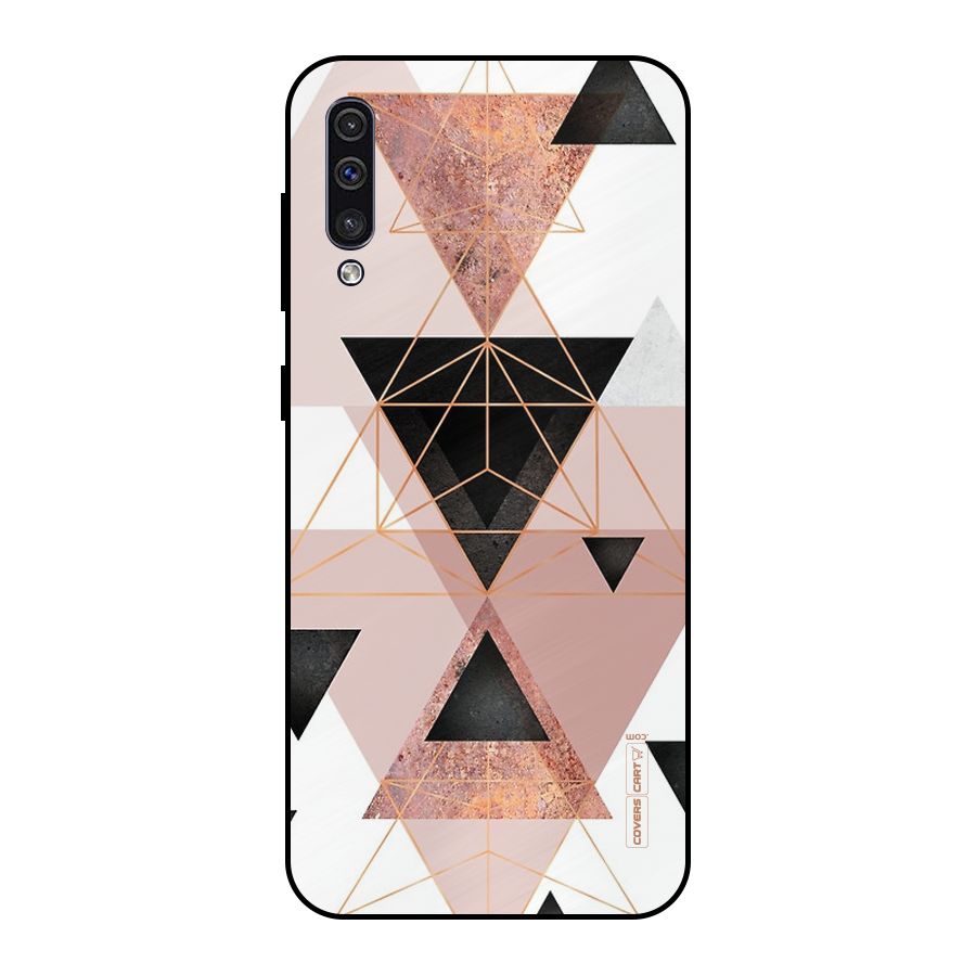 Abstract Rose Gold Triangles Metal Back Case for Galaxy A30s