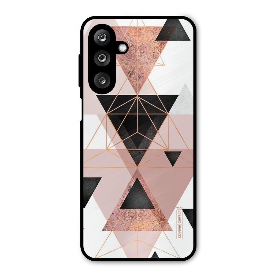 Abstract Rose Gold Triangles Metal Back Case for Galaxy M36