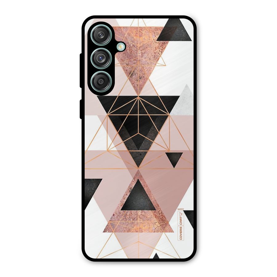 Abstract Rose Gold Triangles Metal Back Case for Galaxy M55 5G