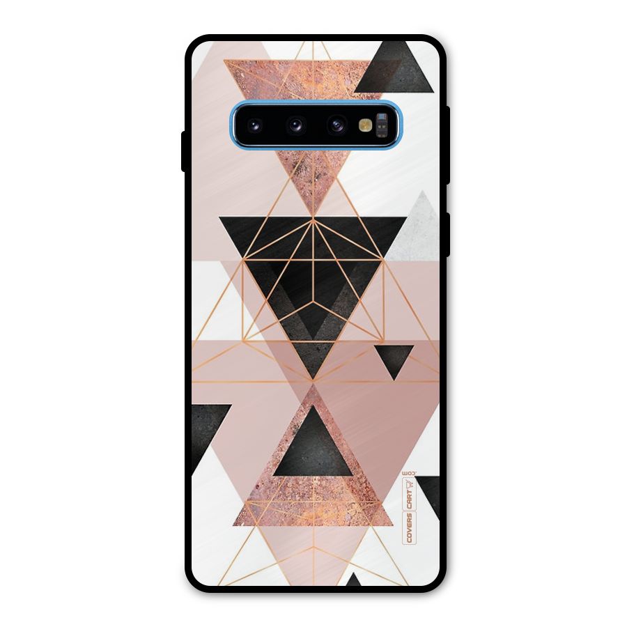 Abstract Rose Gold Triangles Metal Back Case for Galaxy S10