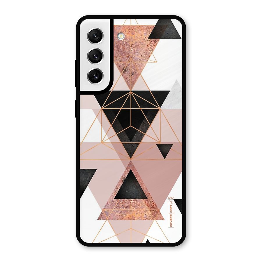 Abstract Rose Gold Triangles Metal Back Case for Galaxy S21 FE 5G