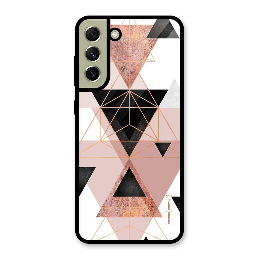 Abstract Rose Gold Triangles Metal Back Case for Galaxy S21 FE 5G (2023)