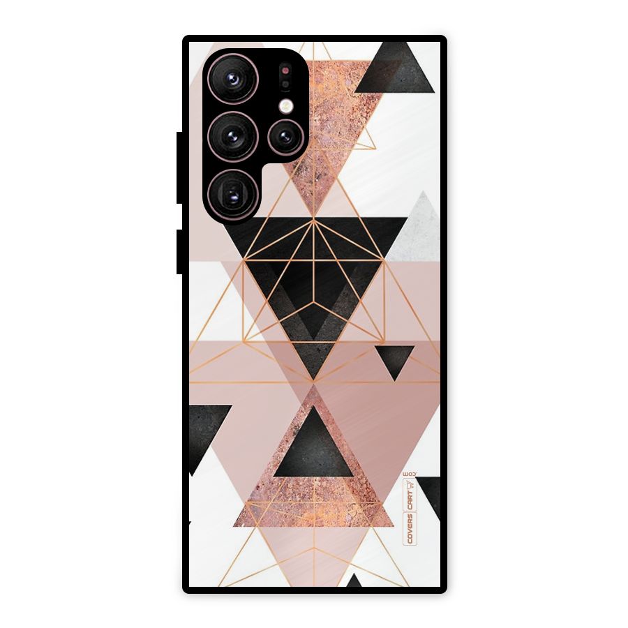 Abstract Rose Gold Triangles Metal Back Case for Galaxy S22 Ultra 5G