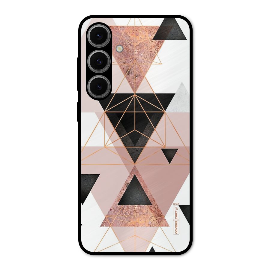 Abstract Rose Gold Triangles Metal Back Case for Galaxy S24 FE