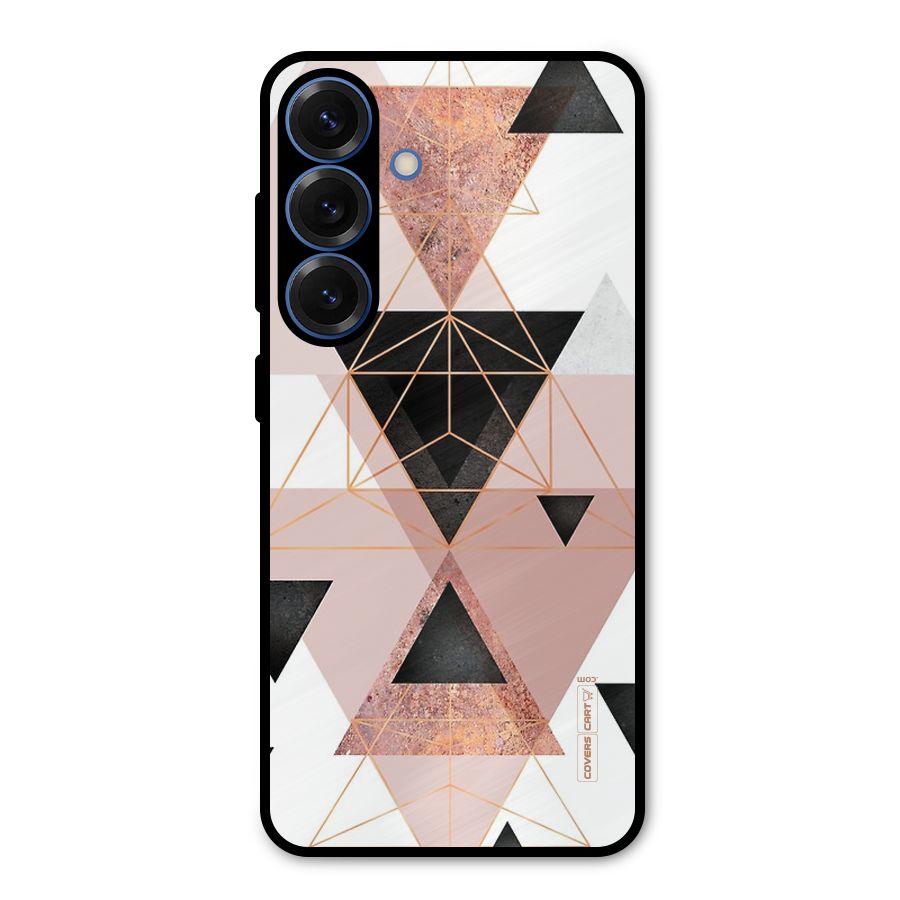 Abstract Rose Gold Triangles Metal Back Case for Galaxy S25