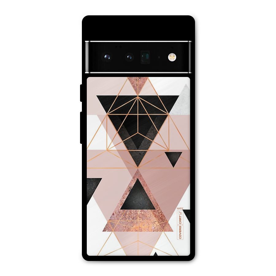 Abstract Rose Gold Triangles Metal Back Case for Google Pixel 6 Pro