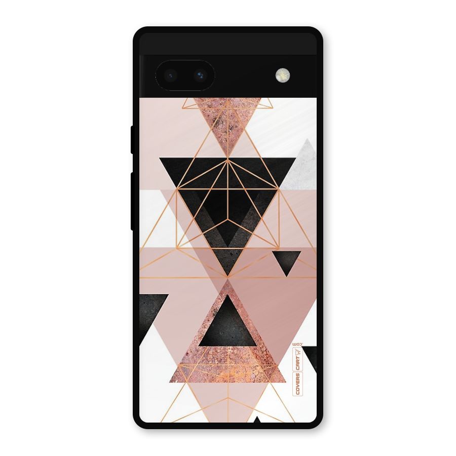Abstract Rose Gold Triangles Metal Back Case for Google Pixel 6a