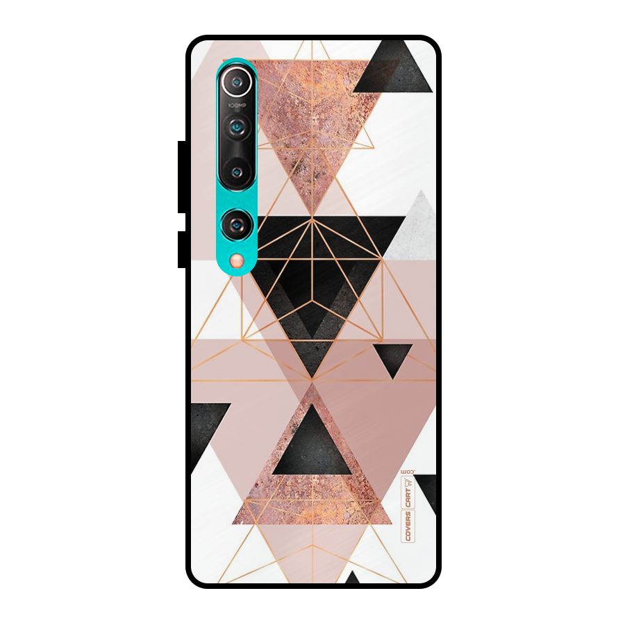 Abstract Rose Gold Triangles Metal Back Case for Mi 10