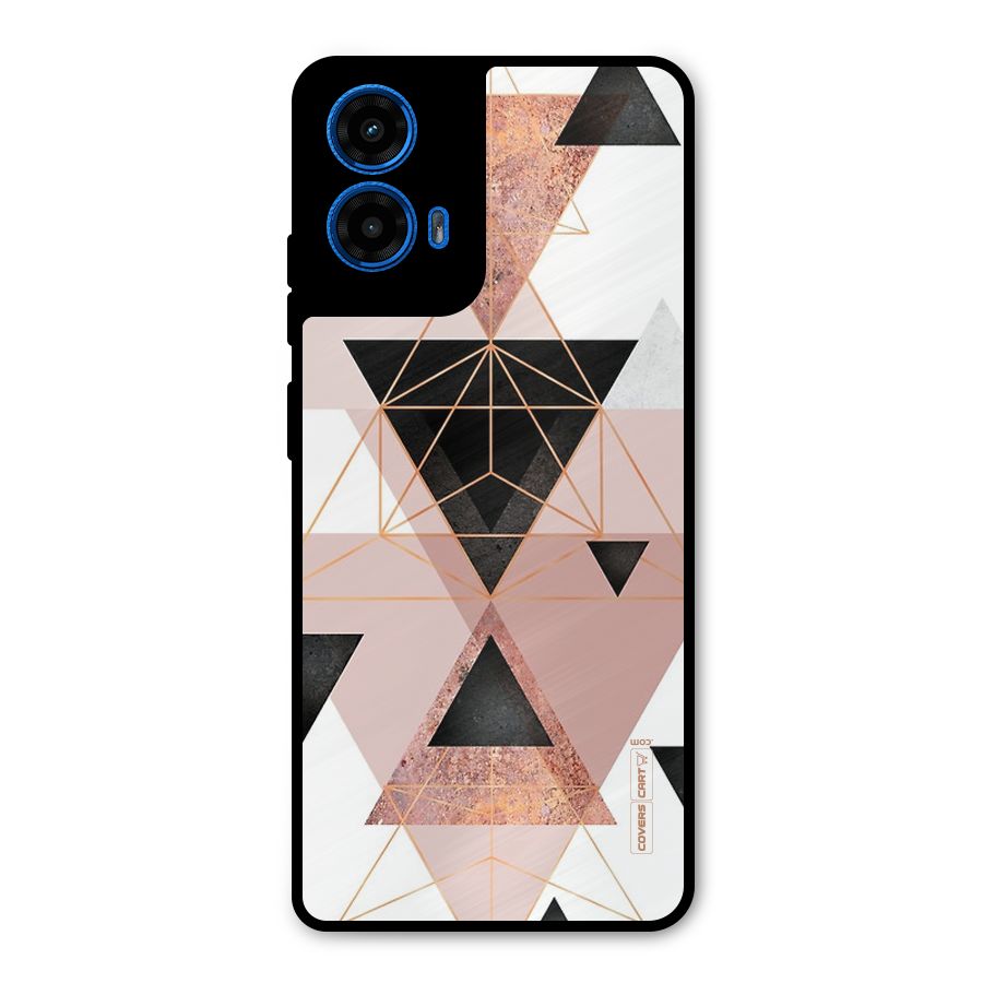 Abstract Rose Gold Triangles Metal Back Case for Moto G45