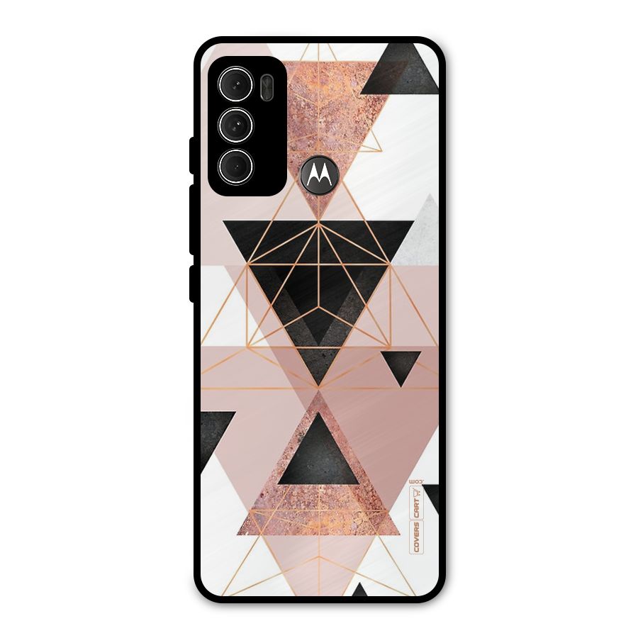 Abstract Rose Gold Triangles Metal Back Case for Moto G60