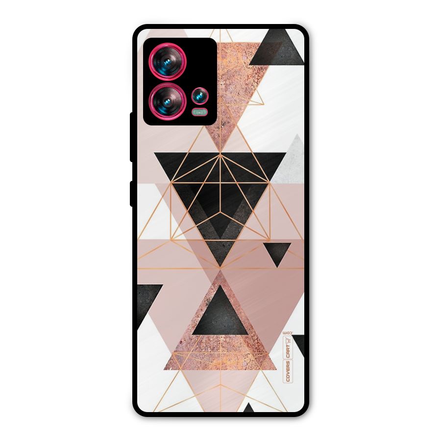 Abstract Rose Gold Triangles Metal Back Case for Motorola Edge 30 Fusion