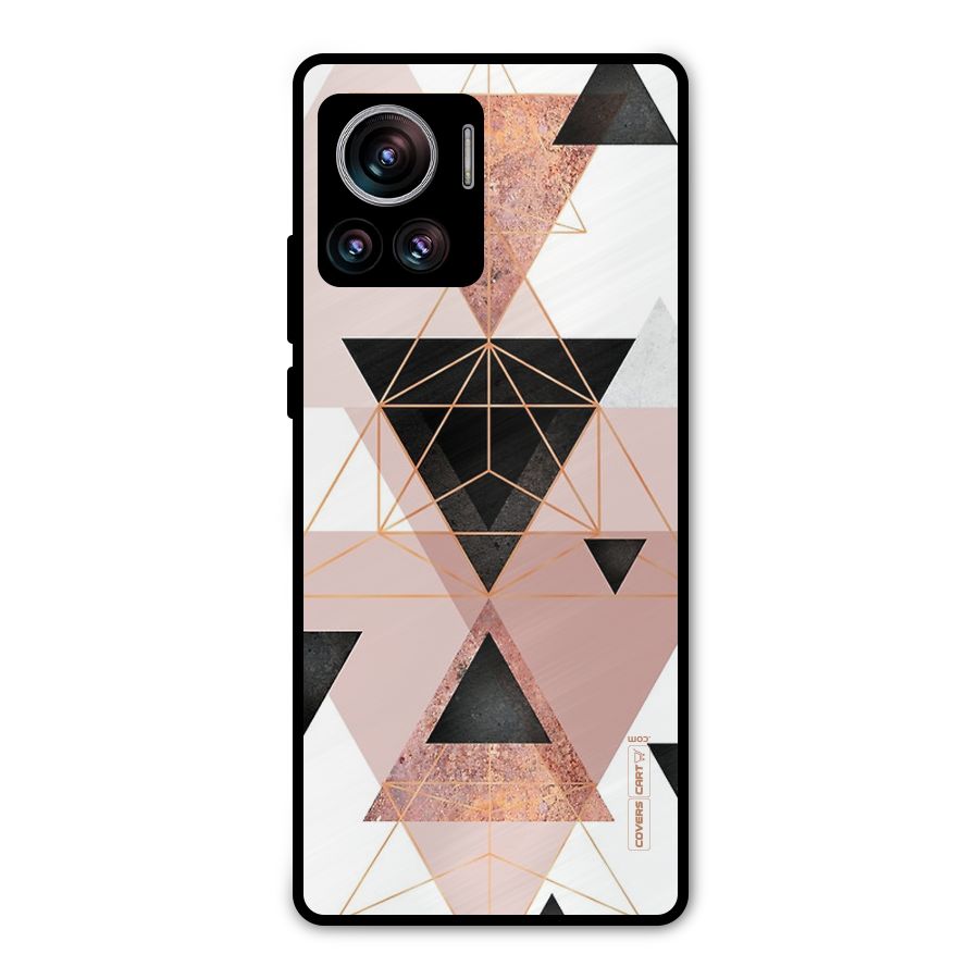 Abstract Rose Gold Triangles Metal Back Case for Motorola Edge 30 Ultra