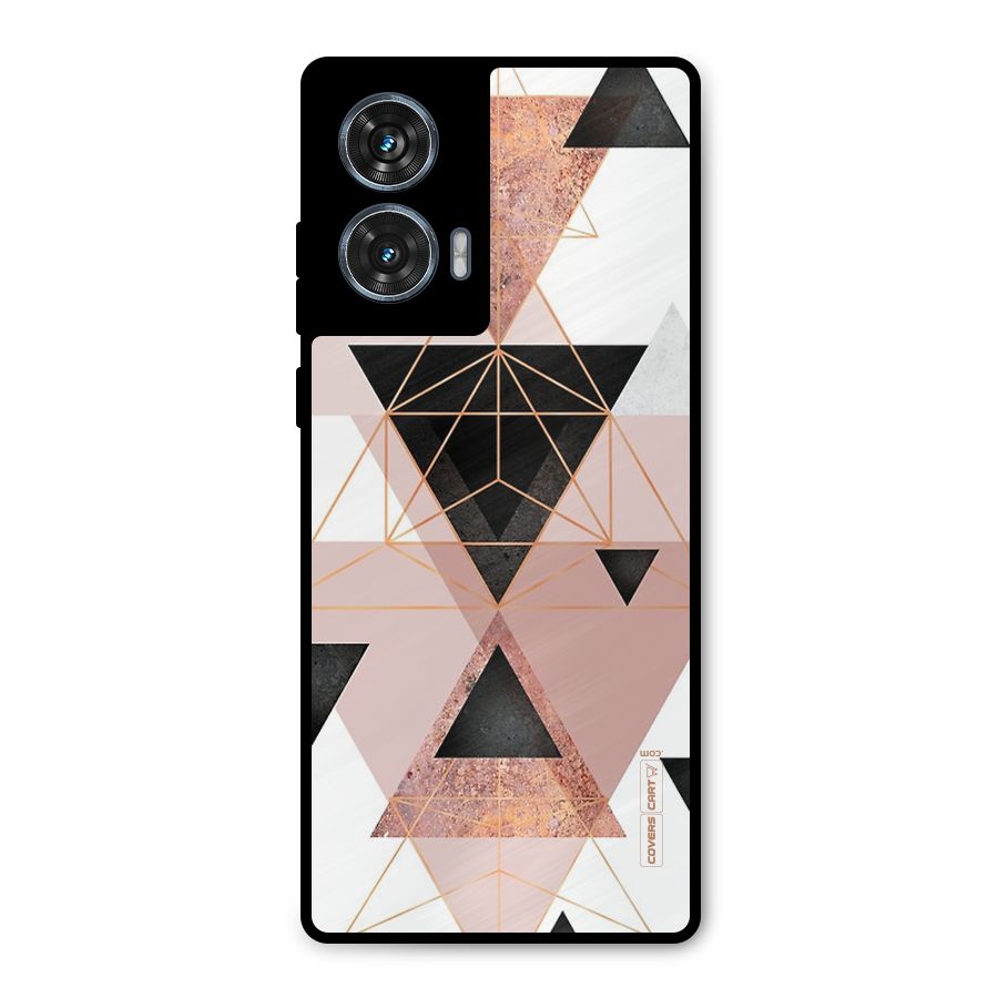 Abstract Rose Gold Triangles Metal Back Case for Motorola Edge 50 Fusion