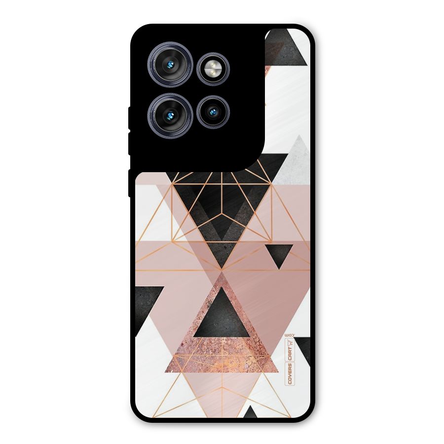 Abstract Rose Gold Triangles Metal Back Case for Motorola Edge 50 Neo