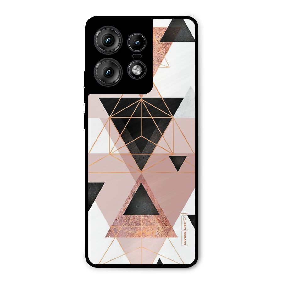 Abstract Rose Gold Triangles Metal Back Case for Motorola Edge 50 Pro