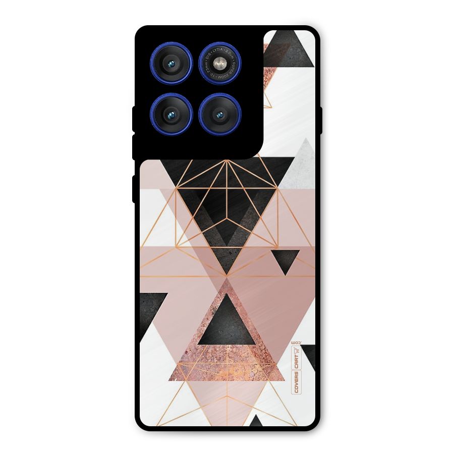 Abstract Rose Gold Triangles Metal Back Case for Motorola Edge 60 Pro