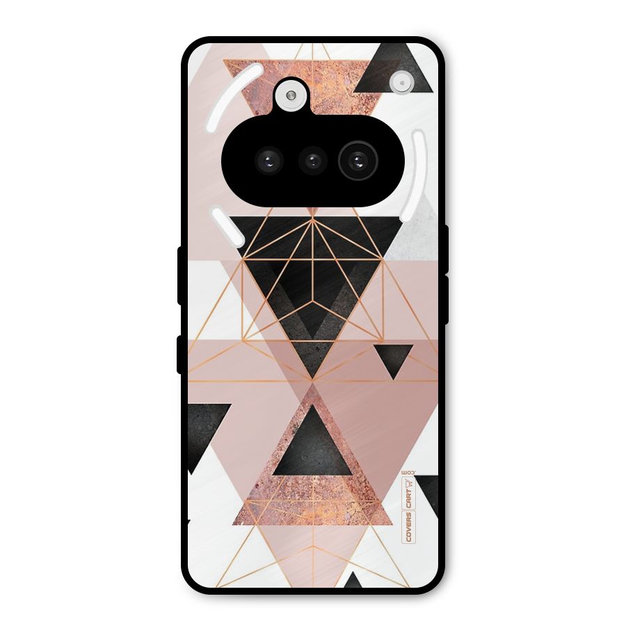 Abstract Rose Gold Triangles Metal Back Case for Nothing Phone 3a