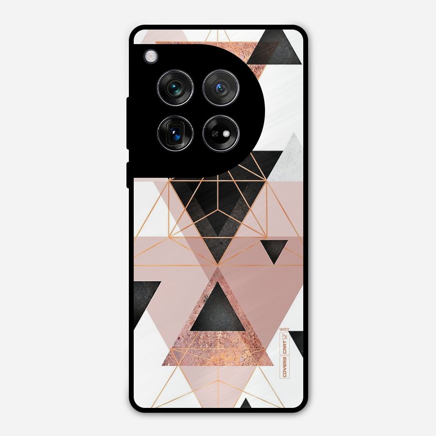 Abstract Rose Gold Triangles Metal Back Case for OnePlus 12