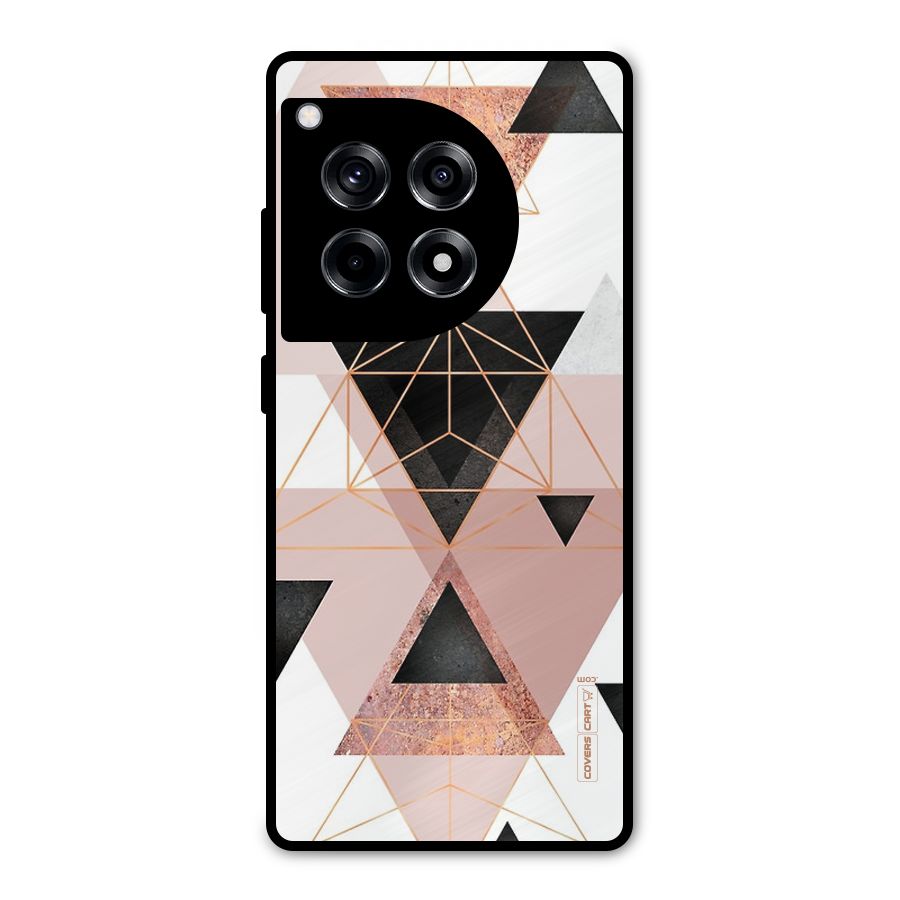 Abstract Rose Gold Triangles Metal Back Case for OnePlus 12R